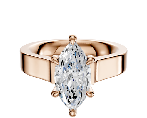 14K Rose Gold 6 Prong Hidden Halo Cathedral Flat 4.0mm Engagement Ring