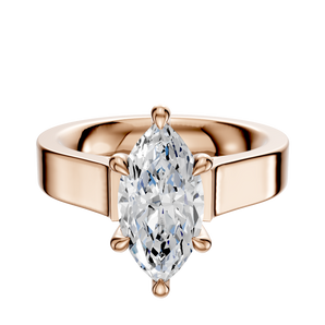 14K Rose Gold 6 Prong Hidden Halo Cathedral Flat 4.0mm Engagement Ring