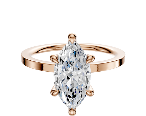 14K Rose Gold 6 Prong Hidden Halo Classic Flat 1.5mm Engagement Ring