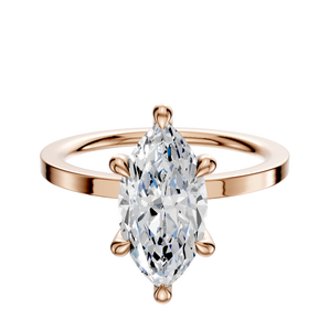 14K Rose Gold 6 Prong Hidden Halo Classic Flat 1.5mm Engagement Ring