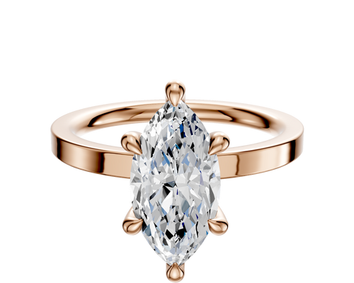 14K Rose Gold 6 Prong Hidden Halo Classic Flat 2.0mm Engagement Ring