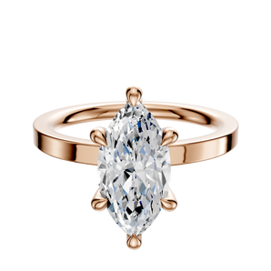 14K Rose Gold 6 Prong Hidden Halo Classic Flat 2.0mm Engagement Ring