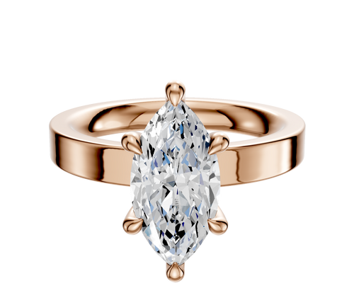 14K Rose Gold 6 Prong Hidden Halo Classic Flat 3.0mm Engagement Ring