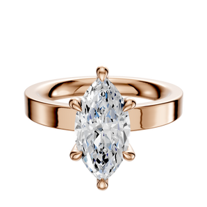 14K Rose Gold 6 Prong Hidden Halo Classic Flat 3.0mm Engagement Ring