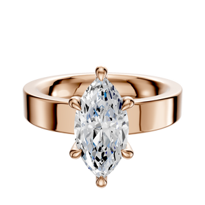 14K Rose Gold 6 Prong Hidden Halo Classic Flat 4.0mm Engagement Ring