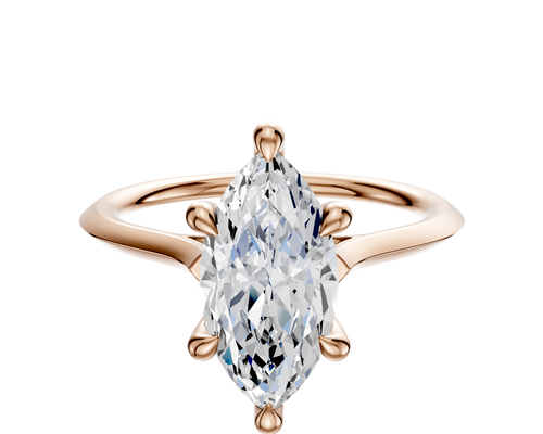 14K Rose Gold 6 Prong Hidden Halo Cathedral Knife Edge 1.5mm Engagement Ring