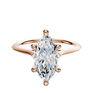 14K Rose Gold 6 Prong Hidden Halo Cathedral Knife Edge 1.5mm Engagement Ring