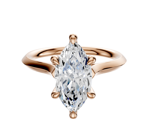 14K Rose Gold 6 Prong Hidden Halo Cathedral Knife Edge 2.0mm Engagement Ring