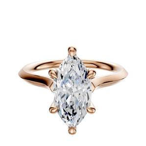 14K Rose Gold 6 Prong Hidden Halo Cathedral Knife Edge 2.0mm Engagement Ring