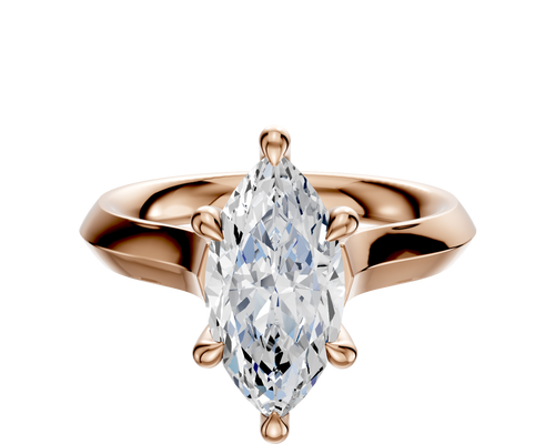 14K Rose Gold 6 Prong Hidden Halo Cathedral Knife Edge 3.0mm Engagement Ring