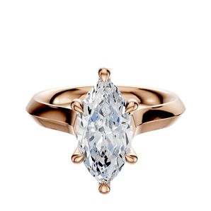 14K Rose Gold 6 Prong Hidden Halo Cathedral Knife Edge 3.0mm Engagement Ring