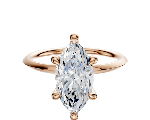 14K Rose Gold 6 Prong Hidden Halo Classic Knife Edge 1.5mm Engagement Ring