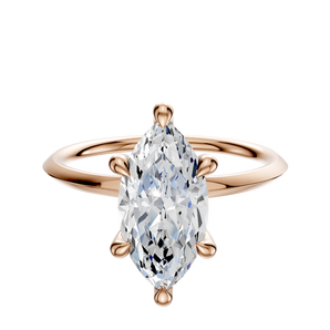 14K Rose Gold 6 Prong Hidden Halo Classic Knife Edge 1.5mm Engagement Ring