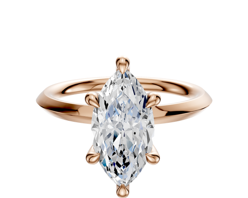 14K Rose Gold 6 Prong Hidden Halo Classic Knife Edge 2.0mm Engagement Ring