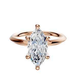 14K Rose Gold 6 Prong Hidden Halo Classic Knife Edge 2.0mm Engagement Ring