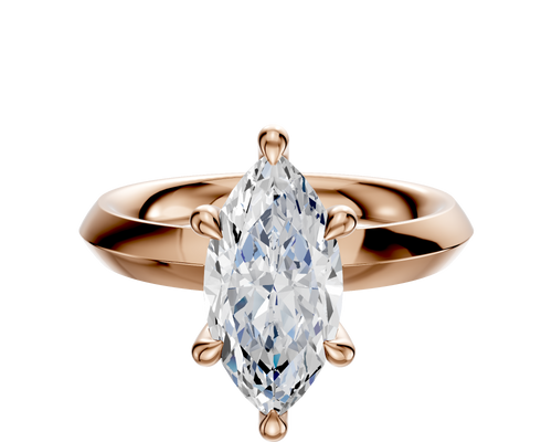 14K Rose Gold 6 Prong Hidden Halo Classic Knife Edge 3.0mm Engagement Ring