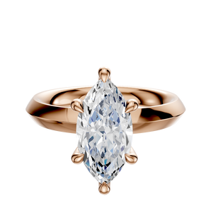 14K Rose Gold 6 Prong Hidden Halo Classic Knife Edge 3.0mm Engagement Ring