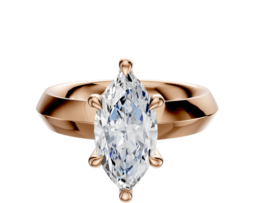 14K Rose Gold 6 Prong Hidden Halo Classic Knife Edge 4.0mm Engagement Ring