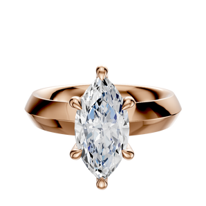 14K Rose Gold 6 Prong Hidden Halo Classic Knife Edge 4.0mm Engagement Ring