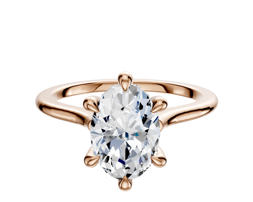 14K Rose Gold 6 Prong Hidden Halo Cathedral Dome 1.5mm Engagement Ring