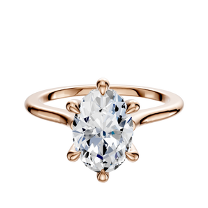 14K Rose Gold 6 Prong Hidden Halo Cathedral Dome 1.5mm Engagement Ring