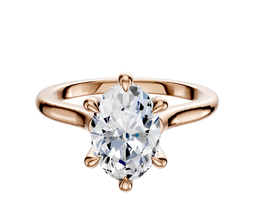 14K Rose Gold 6 Prong Hidden Halo Cathedral Dome 2.0mm Engagement Ring