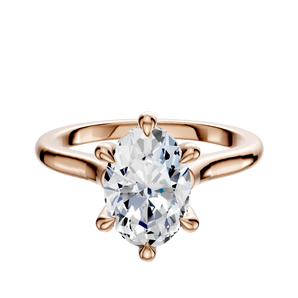 14K Rose Gold 6 Prong Hidden Halo Cathedral Dome 2.0mm Engagement Ring