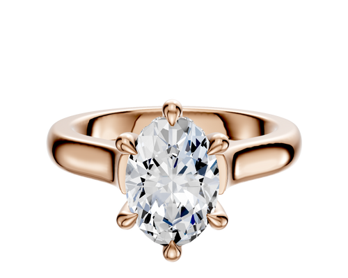 14K Rose Gold 6 Prong Hidden Halo Cathedral Dome 3.0mm Engagement Ring