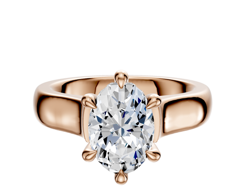 14K Rose Gold 6 Prong Hidden Halo Cathedral Dome 4.0mm Engagement Ring