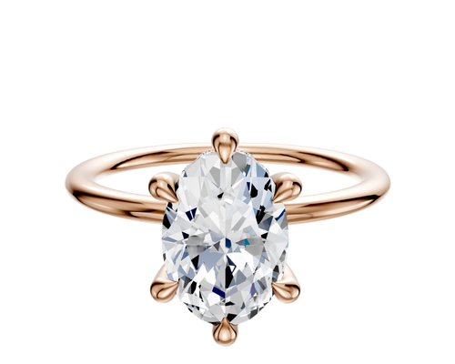 14K Rose Gold 6 Prong Hidden Halo Classic Dome 1.5mm Engagement Ring