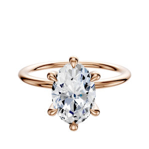 14K Rose Gold 6 Prong Hidden Halo Classic Dome 1.5mm Engagement Ring