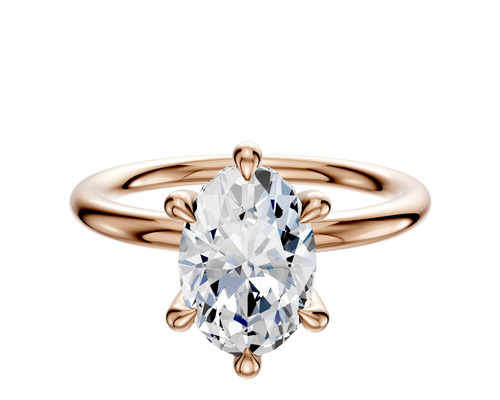 14K Rose Gold 6 Prong Hidden Halo Classic Dome 2.0mm Engagement Ring