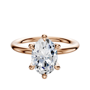 14K Rose Gold 6 Prong Hidden Halo Classic Dome 2.0mm Engagement Ring