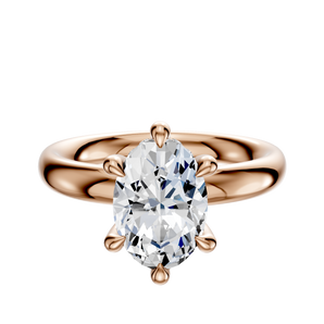 14K Rose Gold 6 Prong Hidden Halo Classic Dome 3.0mm Engagement Ring