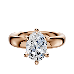 14K Rose Gold 6 Prong Hidden Halo Classic Dome 4.0mm Engagement Ring