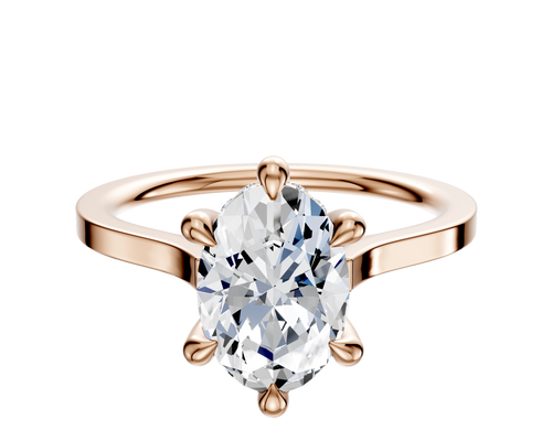 14K Rose Gold 6 Prong Hidden Halo Cathedral Flat 1.5mm Engagement Ring