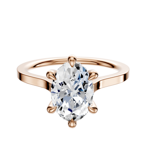 14K Rose Gold 6 Prong Hidden Halo Cathedral Flat 1.5mm Engagement Ring