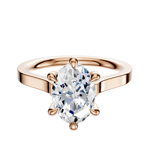 14K Rose Gold 6 Prong Hidden Halo Cathedral Flat 2.0mm Engagement Ring