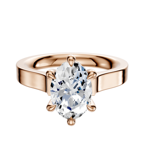 14K Rose Gold 6 Prong Hidden Halo Cathedral Flat 3.0mm Engagement Ring