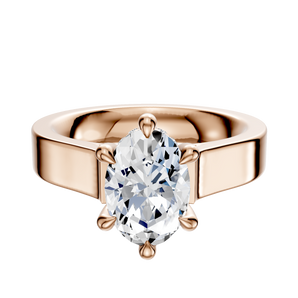 14K Rose Gold 6 Prong Hidden Halo Cathedral Flat 4.0mm Engagement Ring