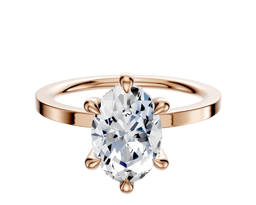 14K Rose Gold 6 Prong Hidden Halo Classic Flat 1.5mm Engagement Ring