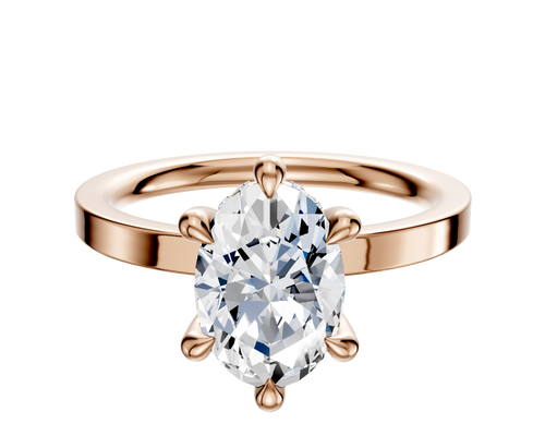 14K Rose Gold 6 Prong Hidden Halo Classic Flat 2.0mm Engagement Ring