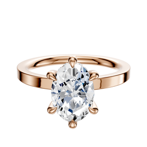 14K Rose Gold 6 Prong Hidden Halo Classic Flat 2.0mm Engagement Ring