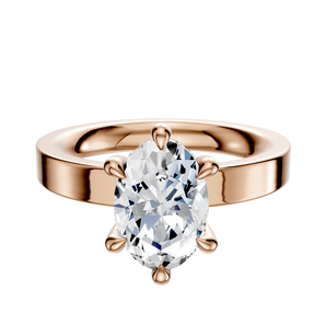 14K Rose Gold 6 Prong Hidden Halo Classic Flat 3.0mm Engagement Ring