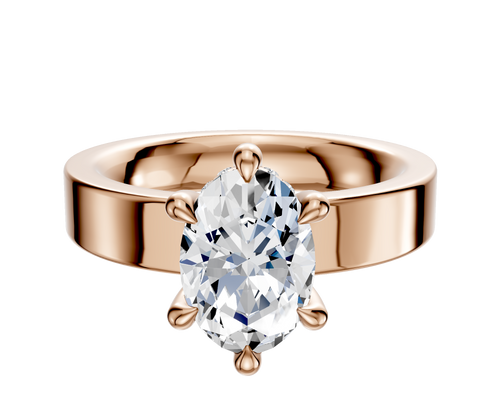 14K Rose Gold 6 Prong Hidden Halo Classic Flat 4.0mm Engagement Ring