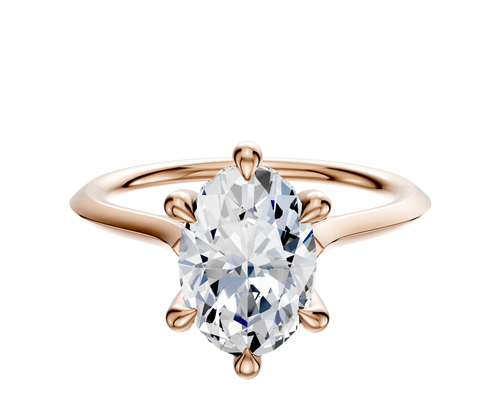 14K Rose Gold 6 Prong Hidden Halo Cathedral Knife Edge 1.5mm Engagement Ring