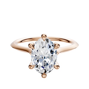 14K Rose Gold 6 Prong Hidden Halo Cathedral Knife Edge 1.5mm Engagement Ring