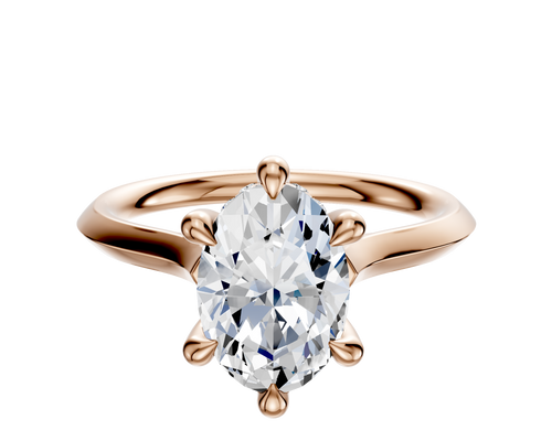 14K Rose Gold 6 Prong Hidden Halo Cathedral Knife Edge 2.0mm Engagement Ring