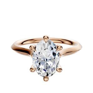 14K Rose Gold 6 Prong Hidden Halo Cathedral Knife Edge 2.0mm Engagement Ring