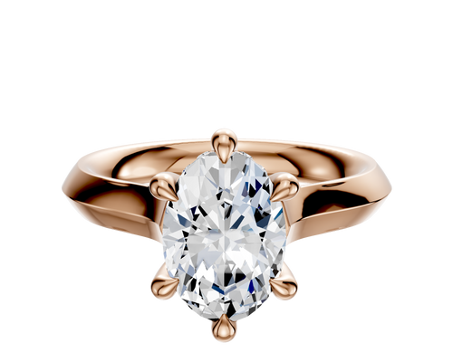 14K Rose Gold 6 Prong Hidden Halo Cathedral Knife Edge 3.0mm Engagement Ring